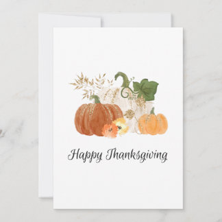 Watercolor Glitter Pumpkins Happy Thanksgiving Card