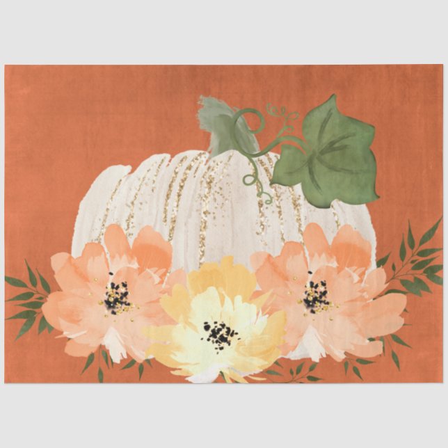 Watercolor Glitter Pumpkins Series Design 29 Tissue Paper (Front)