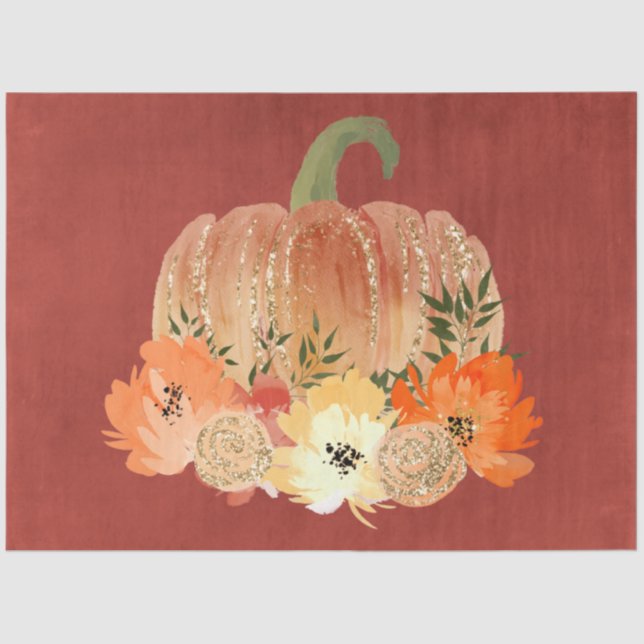 Watercolor Glitter Pumpkins Series Design 5 Tissue Paper (Front)