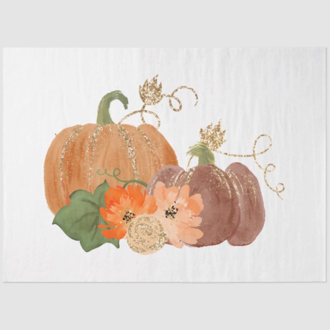 Watercolor Glitter Pumpkins Series Design 7 Tissue Paper (Front)