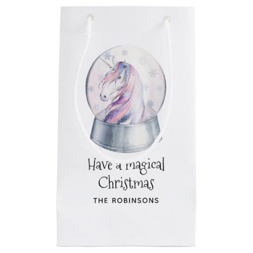 Watercolor Glitter Unicorn Winter Holiday Small Gift Bag