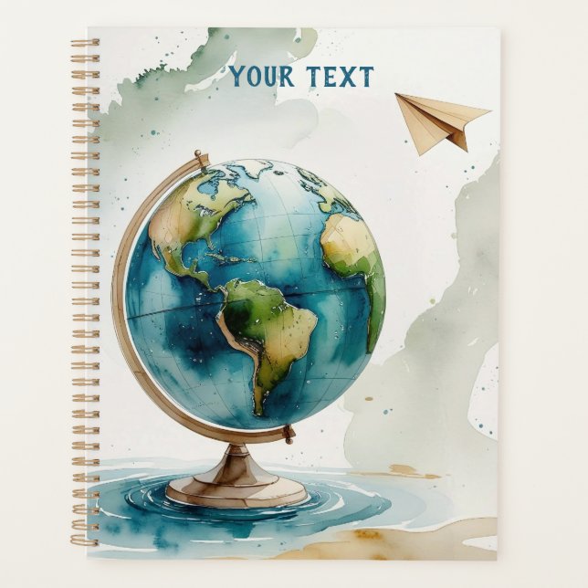 Watercolor Globe Art - Wherever You Go Planner (Front)