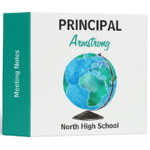Watercolor Globe Personalized School Principal Binder
