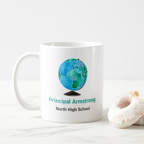 Watercolor Globe Personalized School Principal Coffee Mug