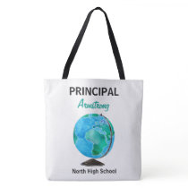 Watercolor Globe Personalized School Principal Tote Bag