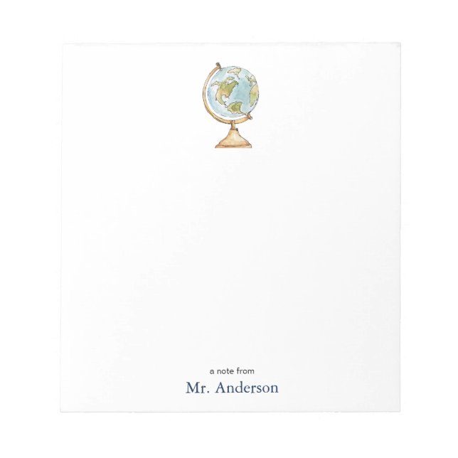 Watercolor Globe Teachers Note  (Front)
