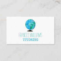 Watercolor Globe Tutoring Reminder Tutor Business Card