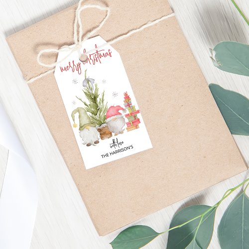 Watercolor Gnome Christmas Gift Tags