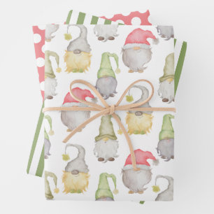 Watercolor Gnome Christmas Wrapping Paper Sheets