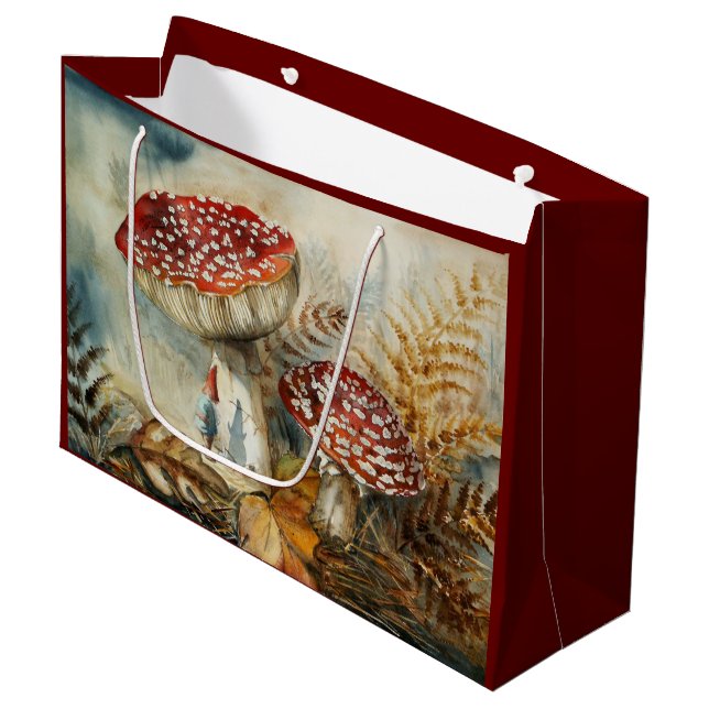 watercolor gnome large gift bag (Front Angled)