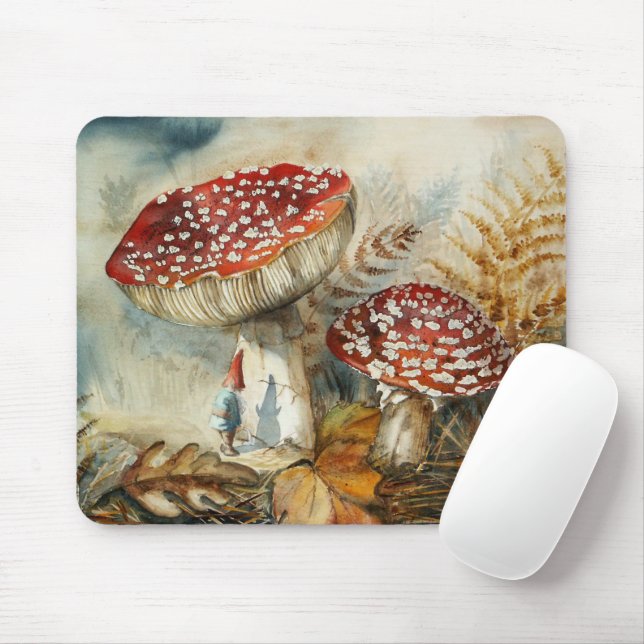 watercolor gnome mouse pad (With Mouse)