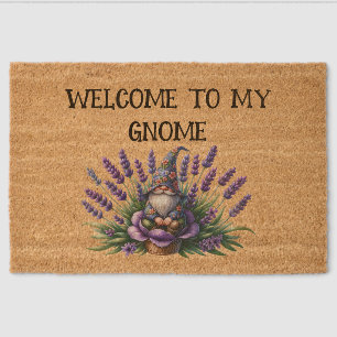 Watercolor Gnome & Purple Flowers Fiber Doormat