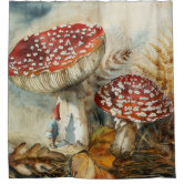 Mushrooms And Flowers Earth Tones Beige Retro 70s Shower Curtain, Zazzle  in 2023