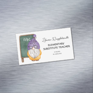 Watercolor Gnome Teacher  Business Card Magnet