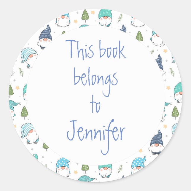 Watercolor Gnomes  Custom Library Book Plate (Front)