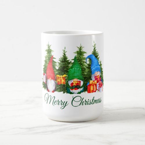 Watercolor Gnomes Green Merry Christmas Coffee Mug