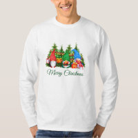 Watercolor Gnomes Green Merry Christmas Long