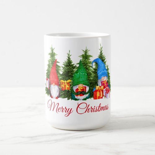 Watercolor Gnomes Red Merry Christmas Coffee Mug