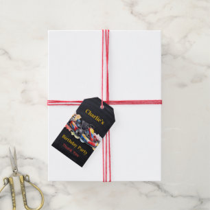 Watercolor Go-Kart Boy Birthday Party Thank You Gift Tags