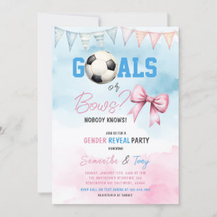 Watercolor Goals or Bows Boy or Girl Gender Reveal Invitation