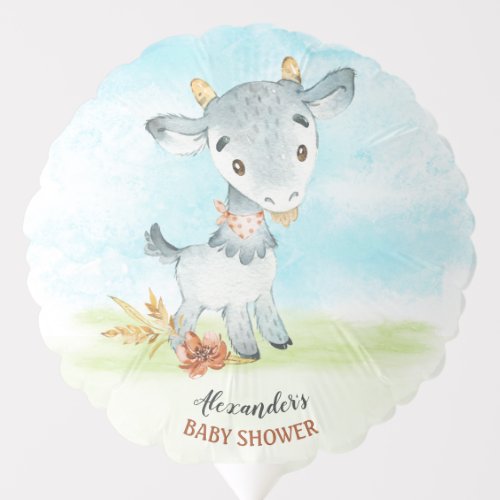 Watercolor Goat Baby Shower Farm Balloon