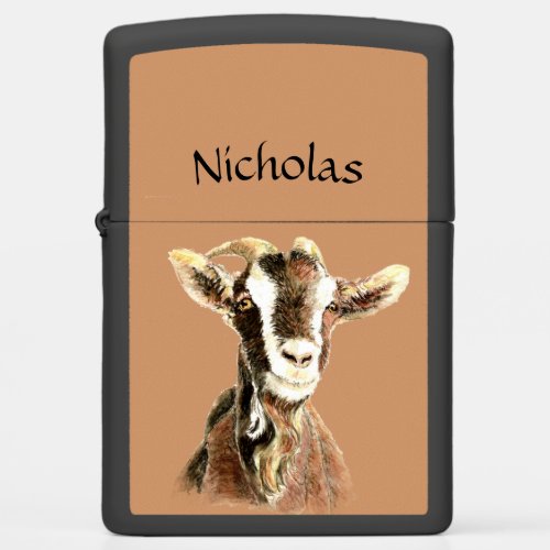 Watercolor Goat Farm Animal  Zippo Lighter