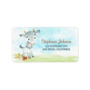 Watercolor Goat Farm Label