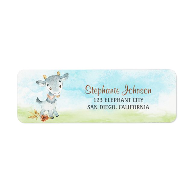 Watercolor Goat Farm Label (Front)