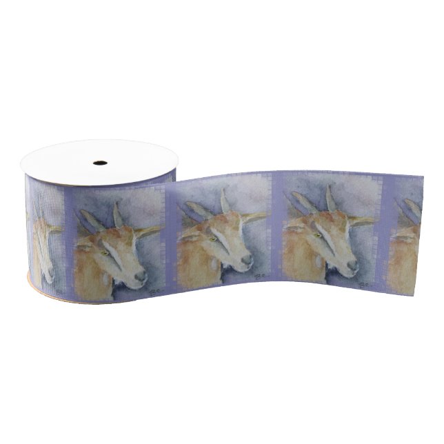 Watercolor Goat/Kid Grosgrain Ribbon (Spool)