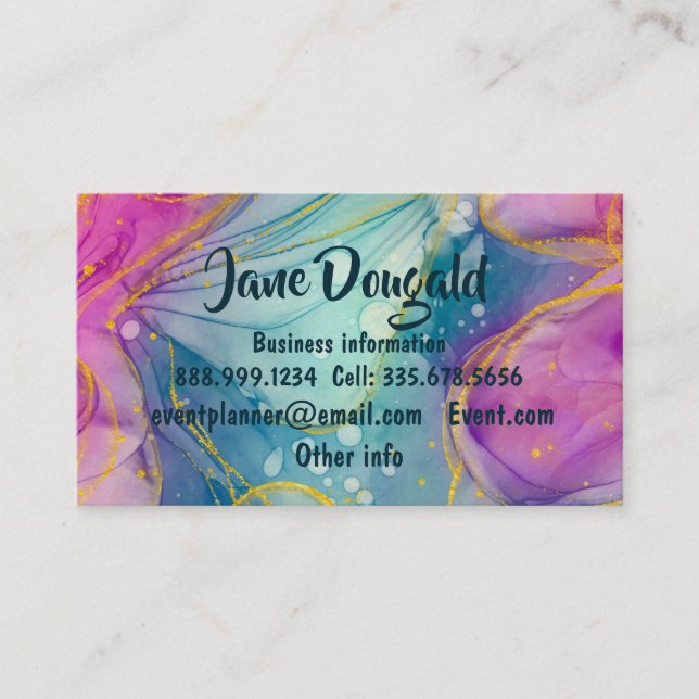 Watercolor Gold Abstract Modern Elegant Business Business Card (Front)