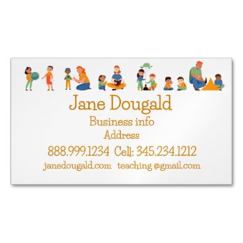 Watercolor Gold Apple Teacher  Instructor Tutor  Business Card Magnet by countrymousestudio at Zazzle