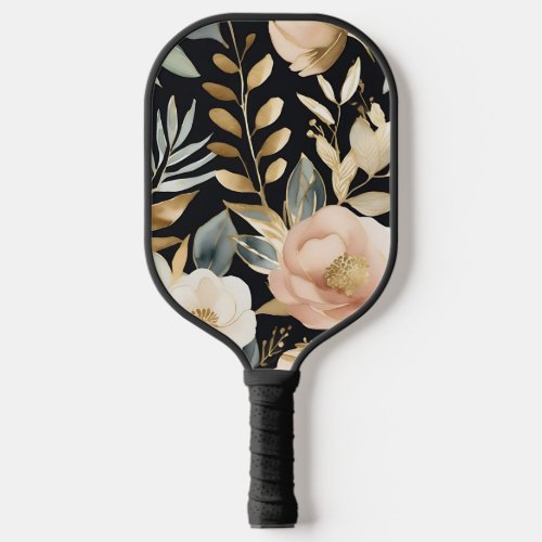 Watercolor Gold Botanical Floral Pickleball Paddle