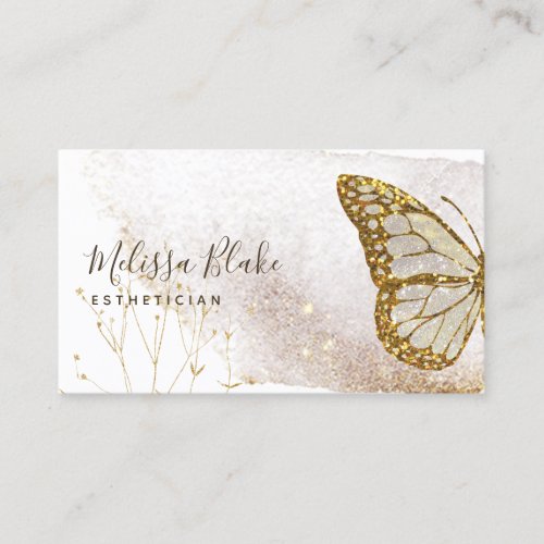 watercolor gold butterfly business card