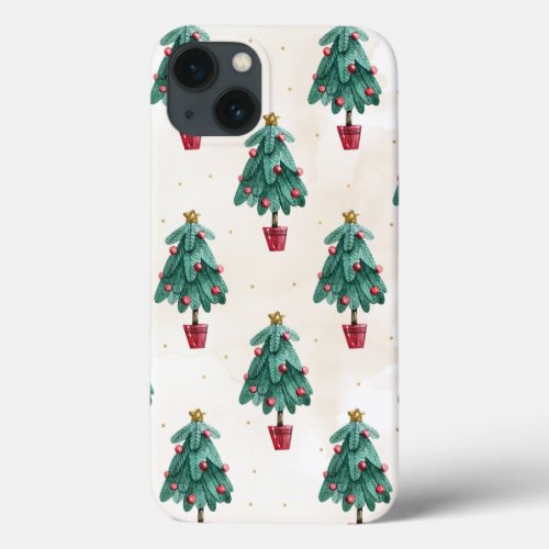 Watercolor Gold Christmas 1 Pattern iPhone 13 Case