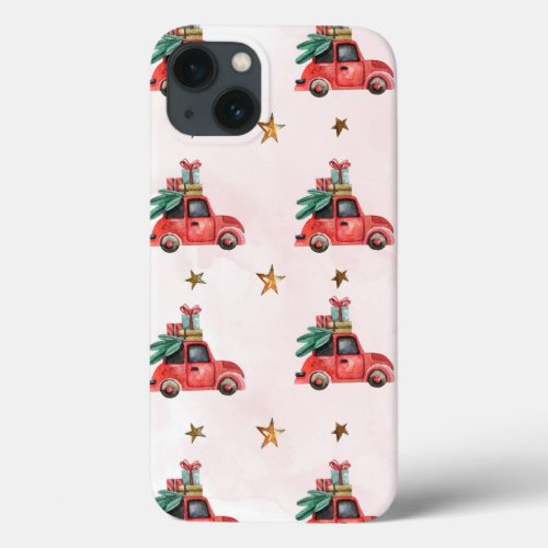 Watercolor Gold Christmas 5 Pattern iPhone 13 Case