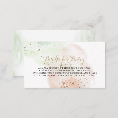 Watercolor Gold Confetti Baby Shower Book Request  Enclosure Card