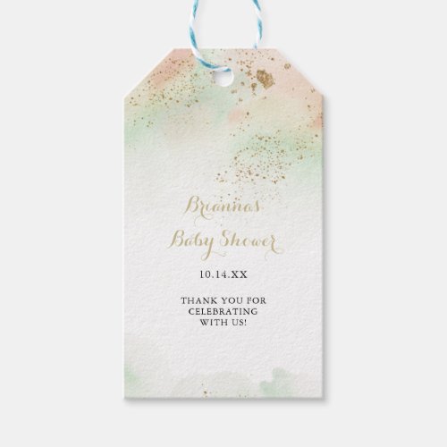 Watercolor Gold Confetti Baby Shower  Gift Tags