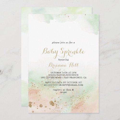 Watercolor Gold Confetti Baby Sprinkle  Invitation