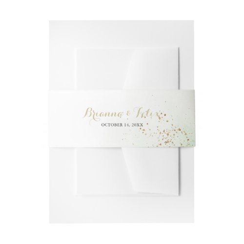 Watercolor Gold Confetti Calligraphy Wedding   Invitation Belly Band