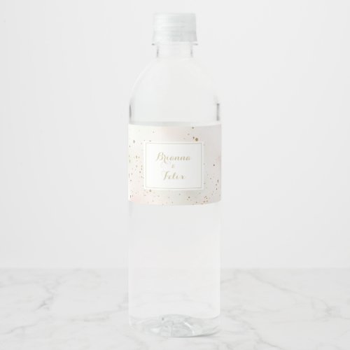 Watercolor Gold Confetti Calligraphy Wedding  Water Bottle Label