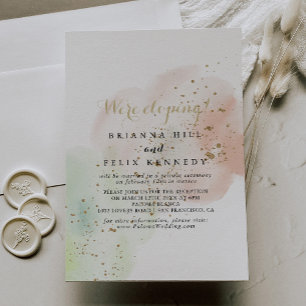 Watercolor Gold Confetti Elopement Reception Invitation
