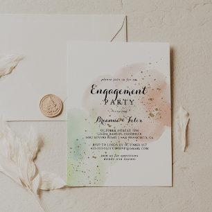 Watercolor Gold Confetti Engagement Party Invitation