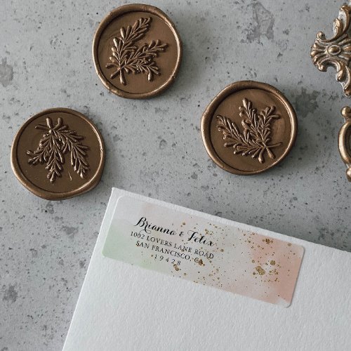 Watercolor Gold Confetti Return Address Label