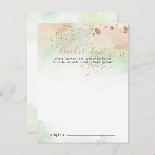 Watercolor Gold Confetti Wedding Bucket List Cards