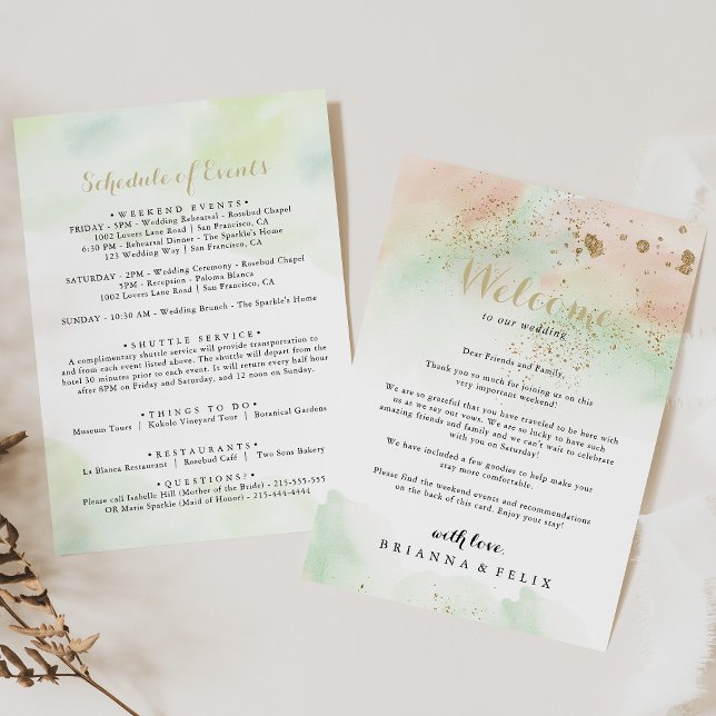 Watercolor Gold Confetti Wedding Welcome Letter (Creator Uploaded)