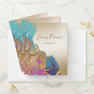 watercolor gold elegant script Pocket Folder