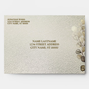 Watercolor Gold Eucalyptus Foliage Wedding Shiny Envelope