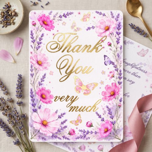 Watercolor Gold Foil Butterfly Thank You Card
