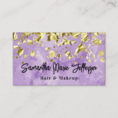 Watercolor Gold Foil Drops Hair Nail Makeup Salon Business Card (Front)
