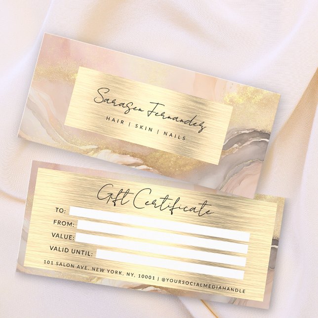 Watercolor Gold Foil Gift Certificate Blush Pink (Creator Uploaded)